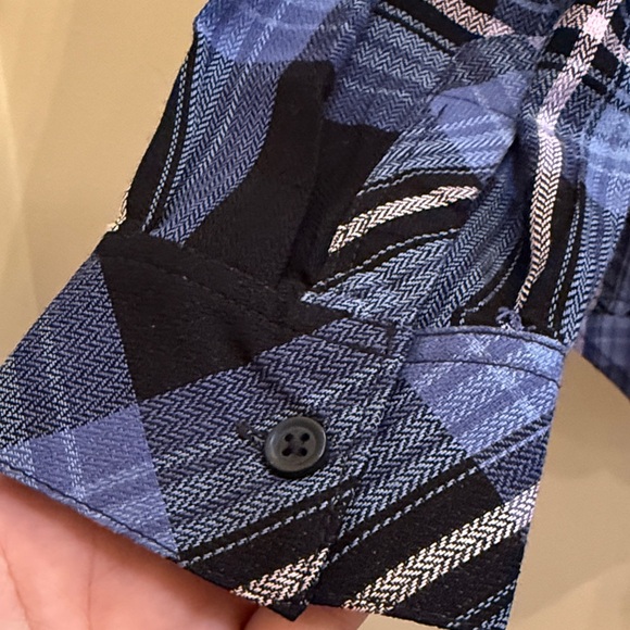 Workshop Republic Clothing Blue and Black Plaid Button-Down Shirt - Picture 5 of 5